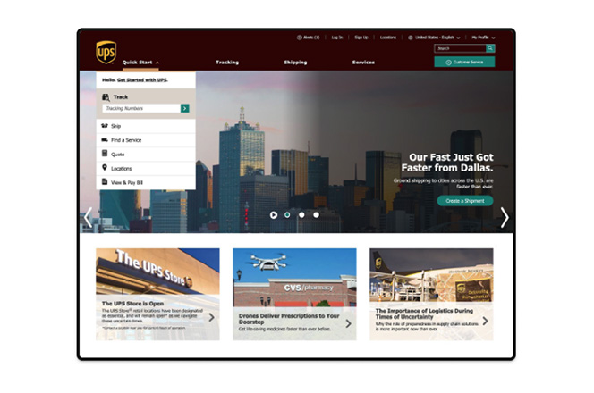 Image — Legacy UPS.com Homepage